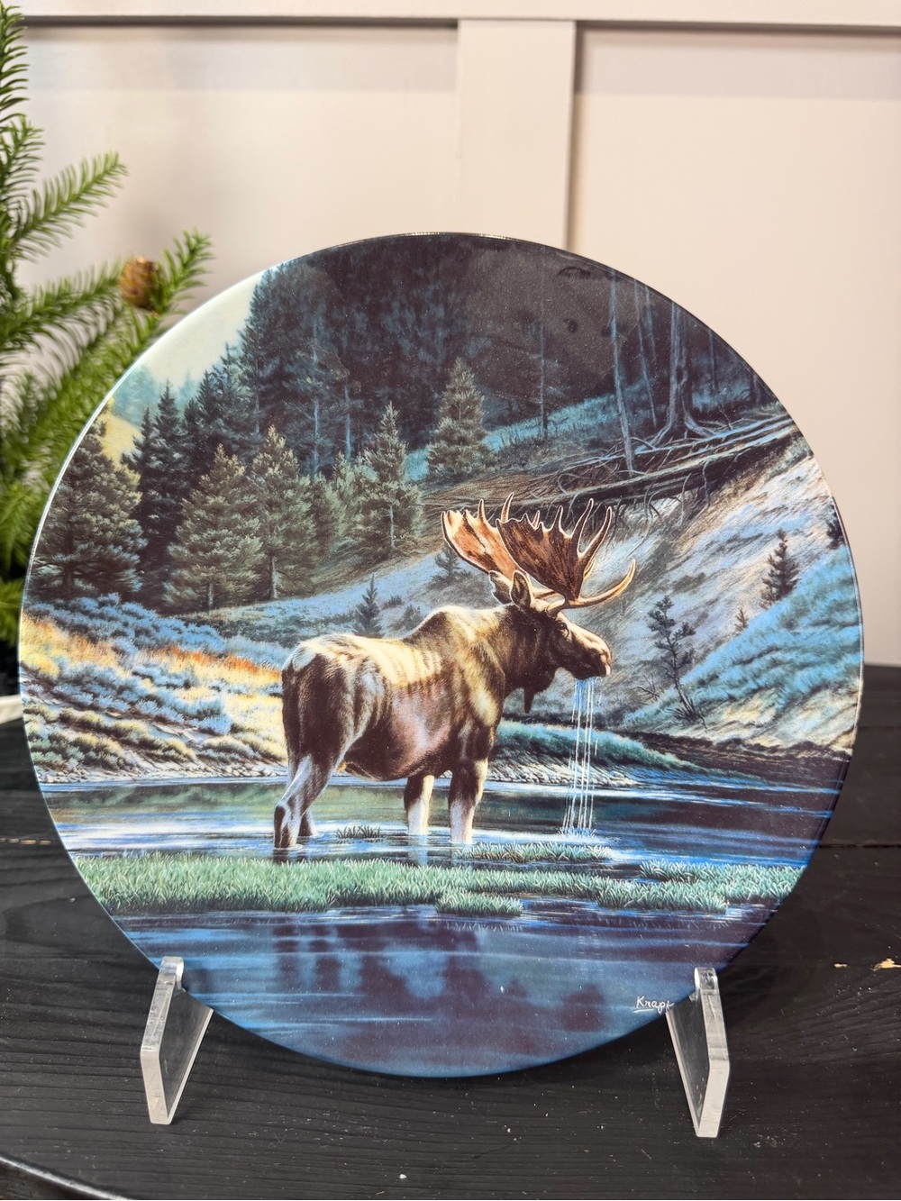 1989 Collector Plate 8 1/2" "THE MOOSE", by Paul Krapf, Dominion China Ltd. COA